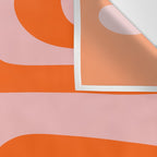 Mid Century Modern Piquet Minimalist Retro Abstract Pattern in Contemporary Pink and Orange Wall Tapestry Gallery Image 3