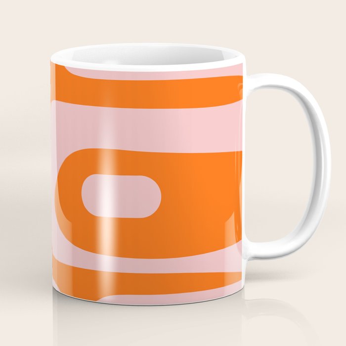 Mid Century Modern Piquet Minimalist Retro Abstract Pattern in Contemporary Pink and Orange Coffee Mug Gallery Image 1