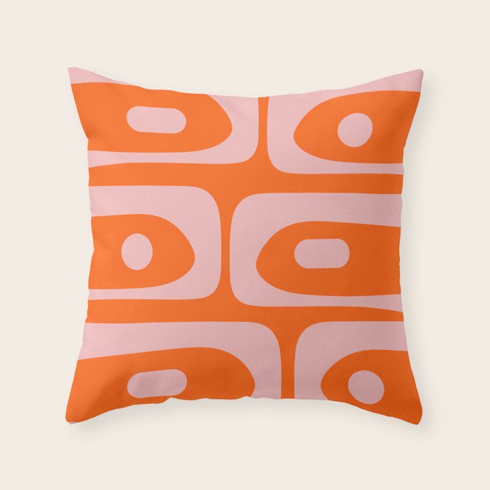 Mid Century Modern Piquet Minimalist Retro Abstract Pattern in Contemporary Pink and Orange Throw Pillow Gallery Image 6