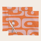 Mid Century Modern Piquet Minimalist Retro Abstract Pattern in Contemporary Pink and Orange Placemat Gallery Image 1