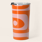 Mid Century Modern Piquet Minimalist Retro Abstract Pattern in Contemporary Pink and Orange Travel Mug Gallery Image 3