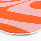 Mid Century Modern Piquet Minimalist Retro Abstract Pattern in Contemporary Pink and Orange Bath Mat Gallery Image 3