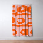 Mid Century Modern Piquet Minimalist Retro Abstract Pattern in Contemporary Pink and Orange Window Curtain Gallery Image 3