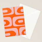 Mid Century Modern Piquet Minimalist Retro Abstract Pattern in Contemporary Pink and Orange Stationery Card Gallery Image 2