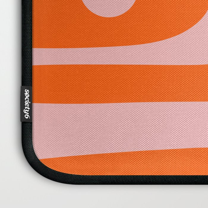 Mid Century Modern Piquet Minimalist Retro Abstract Pattern in Contemporary Pink and Orange Laptop Sleeve Gallery Image 3