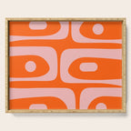 Mid Century Modern Piquet Minimalist Retro Abstract Pattern in Contemporary Pink and Orange Serving Tray Gallery Image 1