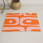 Mid Century Modern Piquet Minimalist Retro Abstract Pattern in Contemporary Pink and Orange Rug Gallery Image 1