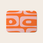 Mid Century Modern Piquet Minimalist Retro Abstract Pattern in Contemporary Pink and Orange Bath Mat Gallery Image 1