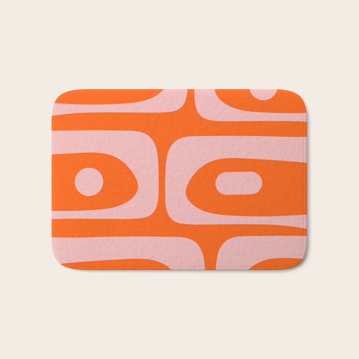 Mid Century Modern Piquet Minimalist Retro Abstract Pattern in Contemporary Pink and Orange Bath Mat Gallery Image 1