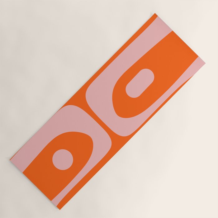 Mid Century Modern Piquet Minimalist Retro Abstract Pattern in Contemporary Pink and Orange Yoga Mat Gallery Image 1