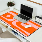 Mid Century Modern Piquet Minimalist Retro Abstract Pattern in Contemporary Pink and Orange Desk Mat Gallery Image 2