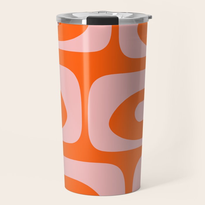 Mid Century Modern Piquet Minimalist Retro Abstract Pattern in Contemporary Pink and Orange Travel Mug Gallery Image 1