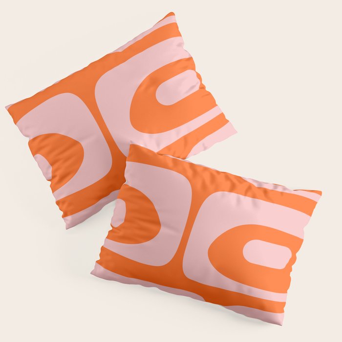 Mid Century Modern Piquet Minimalist Retro Abstract Pattern in Contemporary Pink and Orange Pillow Sham Gallery Image 3