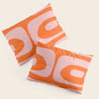 Mid Century Modern Piquet Minimalist Retro Abstract Pattern in Contemporary Pink and Orange Pillow Sham Gallery Image 3