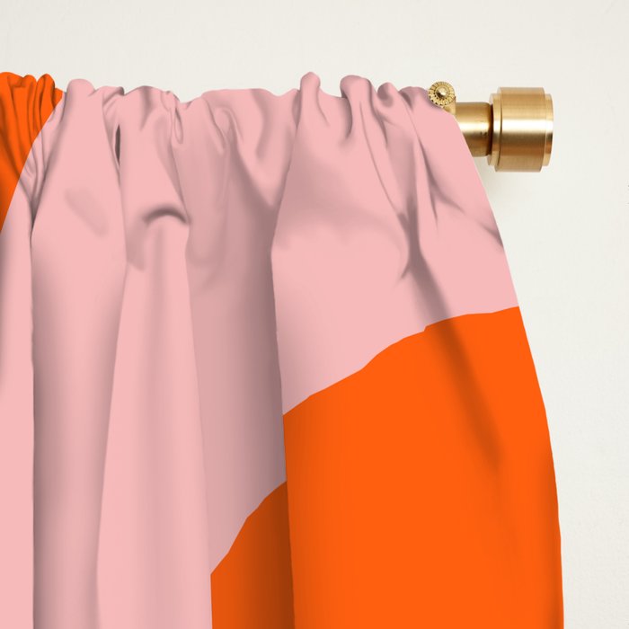 Mid Century Modern Piquet Minimalist Retro Abstract Pattern in Contemporary Pink and Orange Window Curtain Gallery Image 2