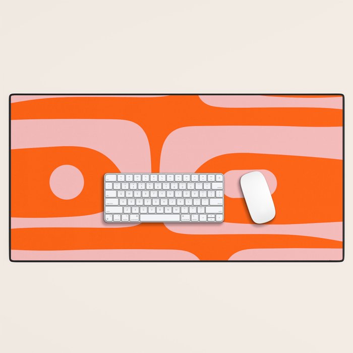 Mid Century Modern Piquet Minimalist Retro Abstract Pattern in Contemporary Pink and Orange Desk Mat Gallery Image 1