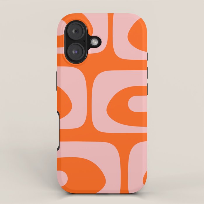 Mid Century Modern Piquet Minimalist Retro Abstract Pattern in Contemporary Pink and Orange iPhone Case Gallery Image 1