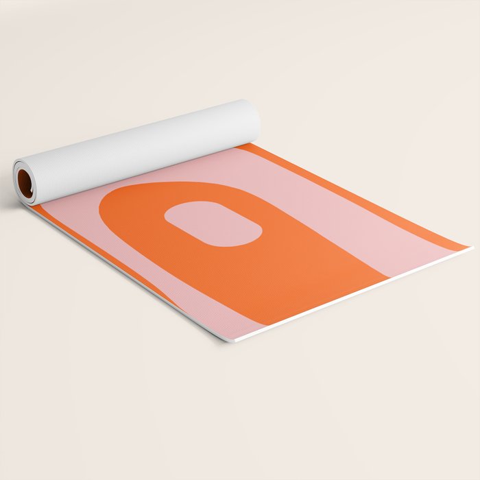 Mid Century Modern Piquet Minimalist Retro Abstract Pattern in Contemporary Pink and Orange Yoga Mat Gallery Image 2