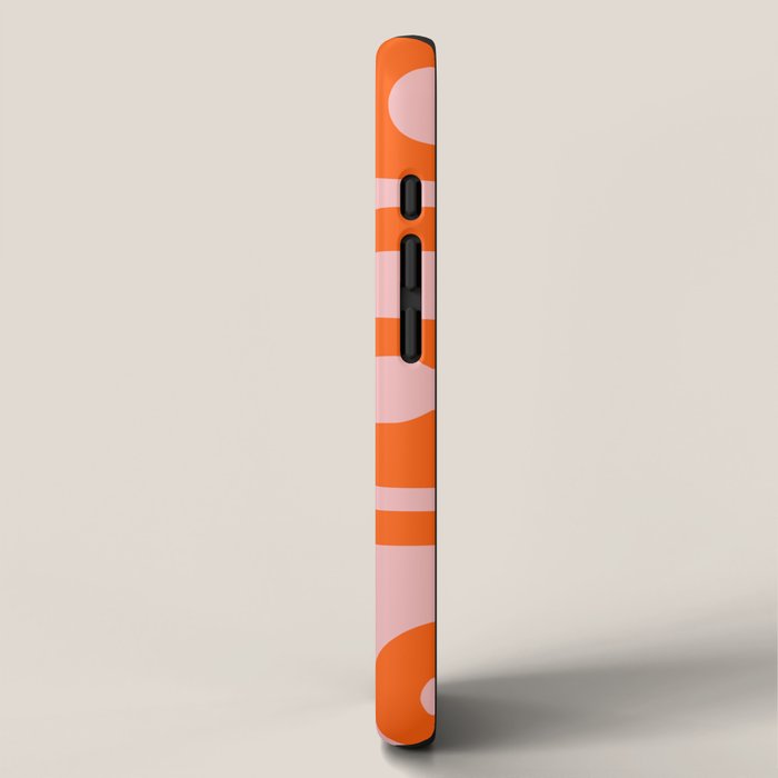 Mid Century Modern Piquet Minimalist Retro Abstract Pattern in Contemporary Pink and Orange iPhone Case Gallery Image 2