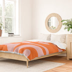 Mid Century Modern Piquet Minimalist Retro Abstract Pattern in Contemporary Pink and Orange Duvet Cover Gallery Image 2