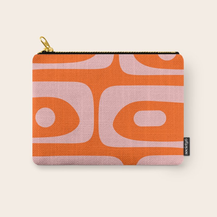 Mid Century Modern Piquet Minimalist Retro Abstract Pattern in Contemporary Pink and Orange Carry All Pouch Gallery Image 1
