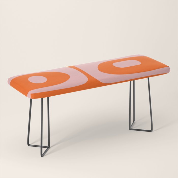Mid Century Modern Piquet Minimalist Retro Abstract Pattern in Contemporary Pink and Orange Bench Gallery Image 1
