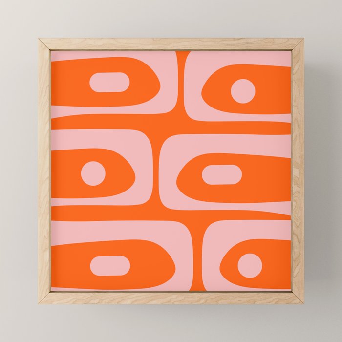 Mid Century Modern Piquet Minimalist Retro Abstract Pattern in Contemporary Pink and Orange Mini Art Print Gallery Image 1