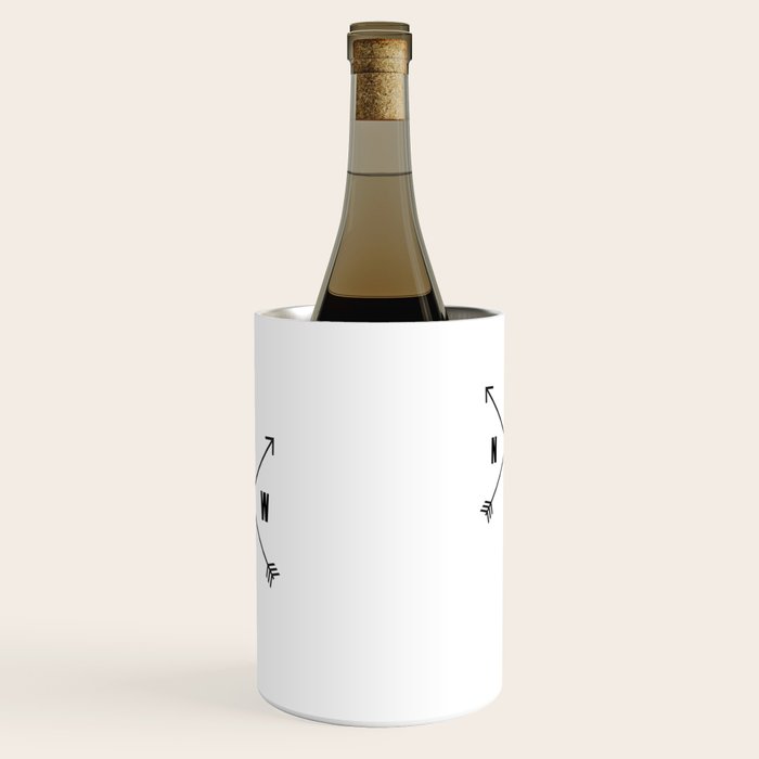 PNW Pacific Northwest Compass - Black on White Minimal Wine Chiller Gallery Image 3