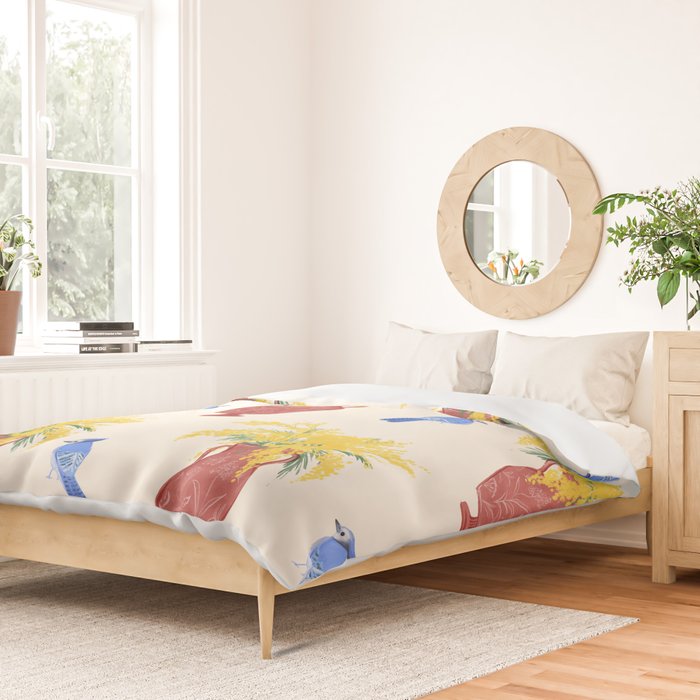 Mimosa and Blue Jay Duvet Cover Gallery Image 2