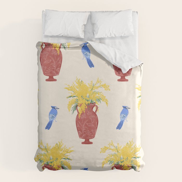 Mimosa and Blue Jay Duvet Cover Gallery Image 6