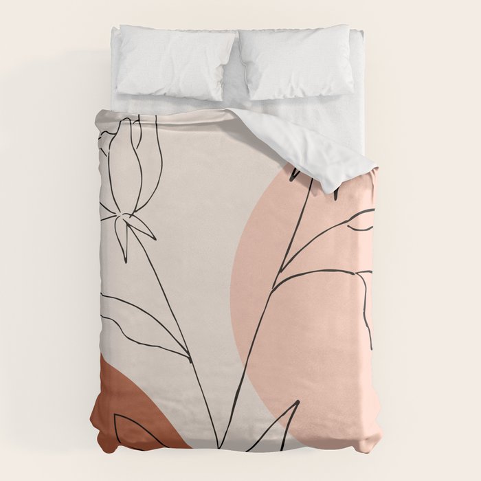 Poppies line drawing Duvet Cover Gallery Image 1