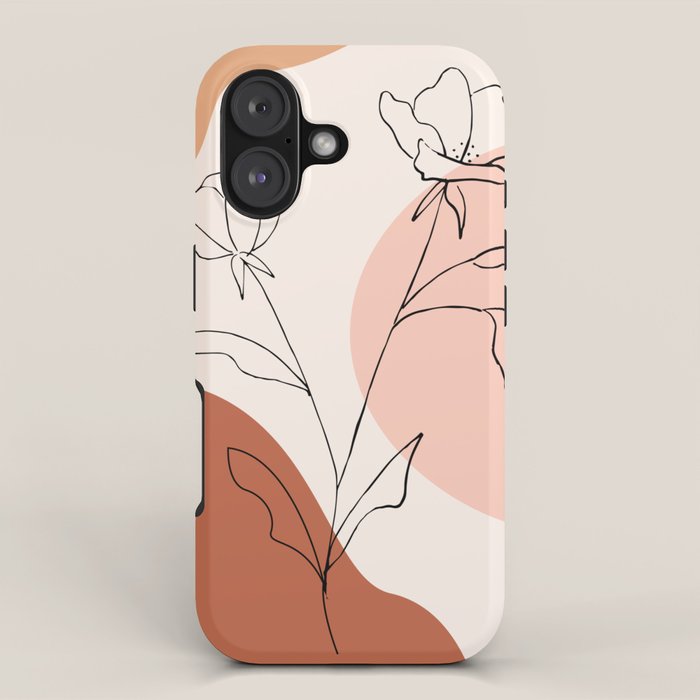 Poppies line drawing iPhone Case
