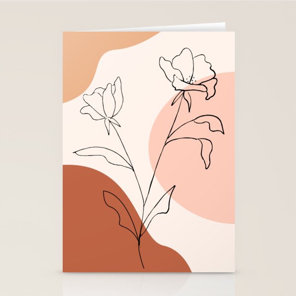 Poppies line drawing Stationery Card Gallery Image 1