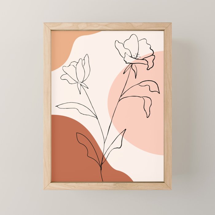 Poppies line drawing Mini Art Print Gallery Image 1