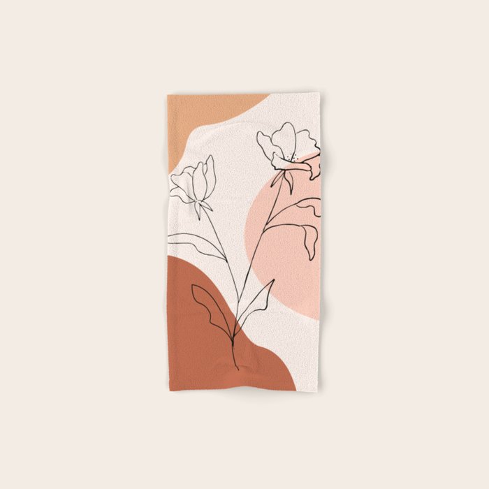 Poppies line drawing Bath Towel Gallery Image 1
