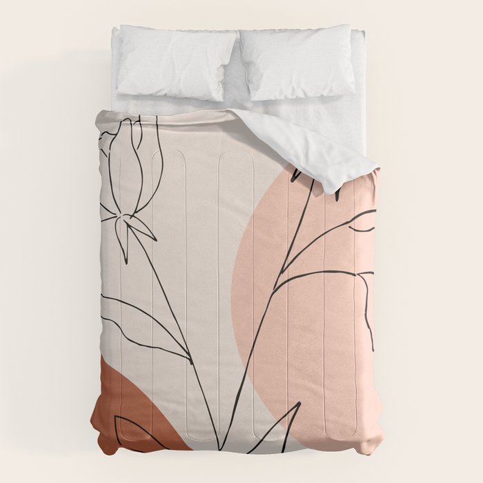 Poppies line drawing Comforter Gallery Image 6