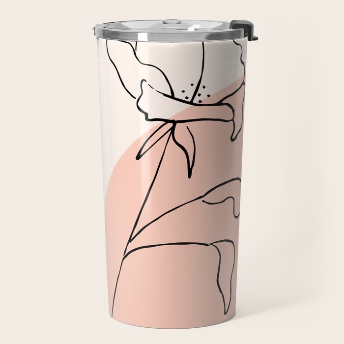 Poppies line drawing Travel Mug Gallery Image 2