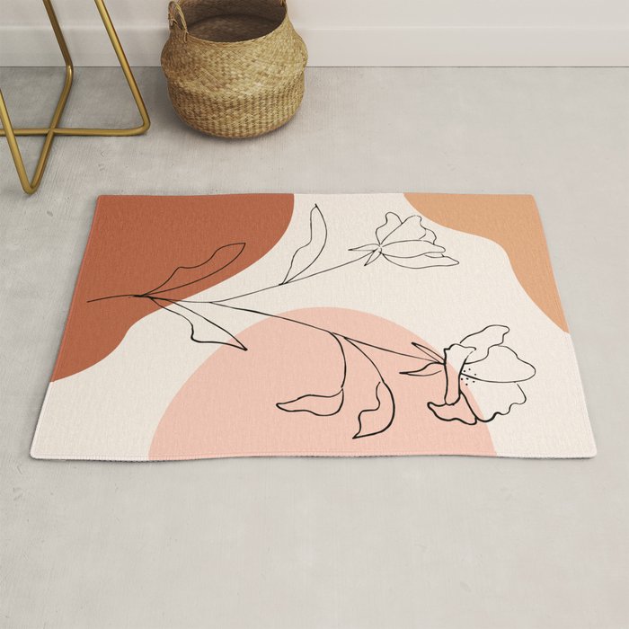 Poppies line drawing Rug Gallery Image 1