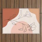 Poppies line drawing Outdoor Rug Gallery Image 1