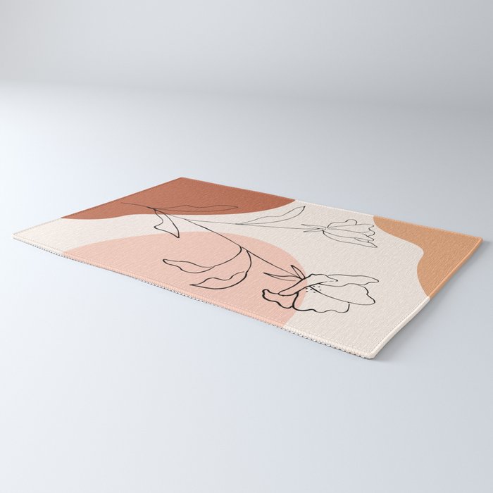 Poppies line drawing Rug Gallery Image 3