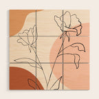 Poppies line drawing Wood Wall Art Gallery Image 1