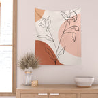 Poppies line drawing Wall Tapestry Gallery Image 2