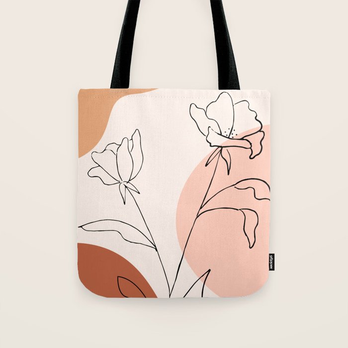 Poppies line drawing Tote Bag Gallery Image 1