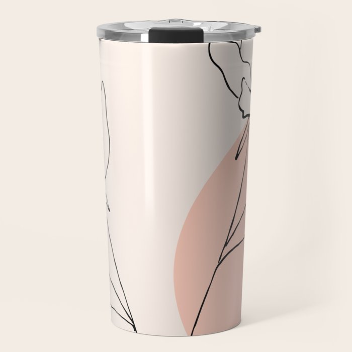 Poppies line drawing Travel Mug Gallery Image 1