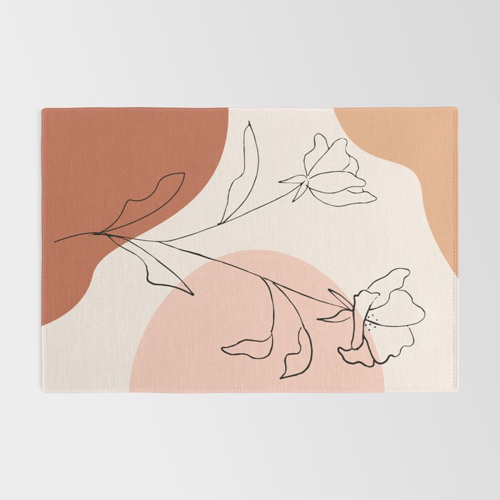 Poppies line drawing Rug Gallery Image 2