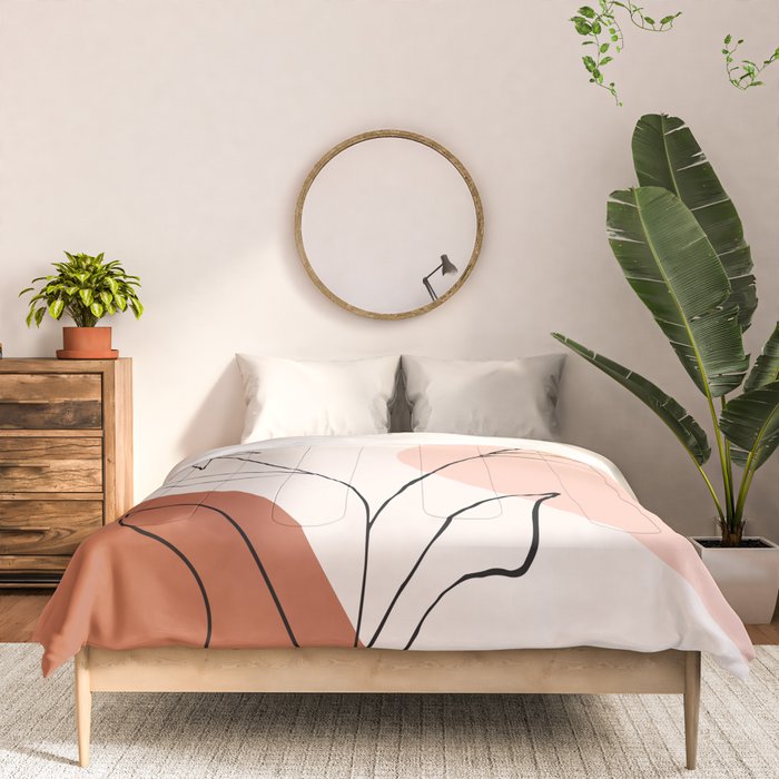 Poppies line drawing Comforter Gallery Image 3