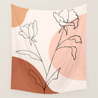 Poppies line drawing Wall Tapestry Gallery Image 4