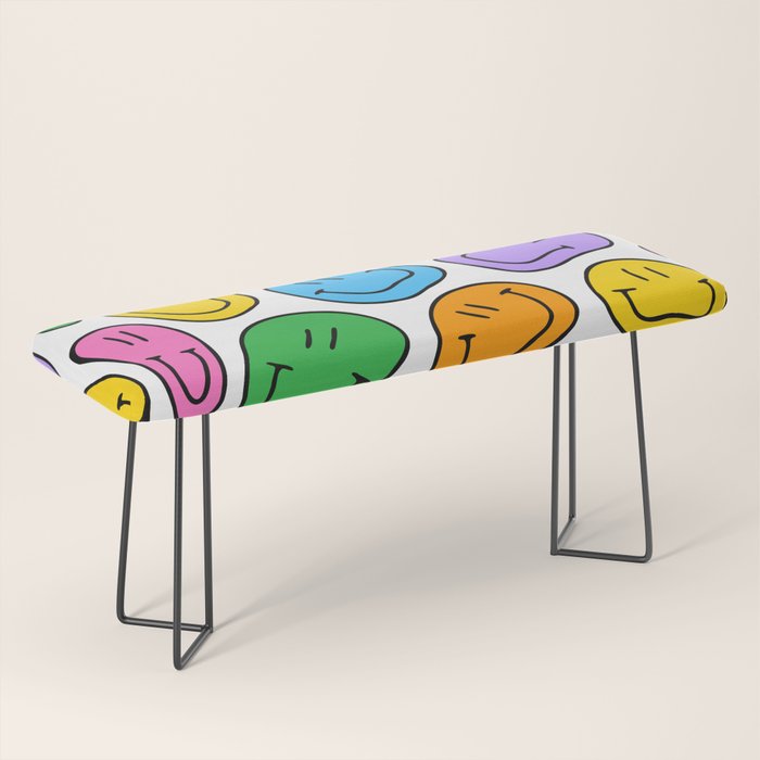 Colorful smiling happy face cartoon pattern Bench Gallery Image 1