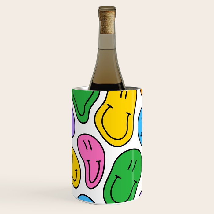 Colorful smiling happy face cartoon pattern Wine Chiller Gallery Image 2