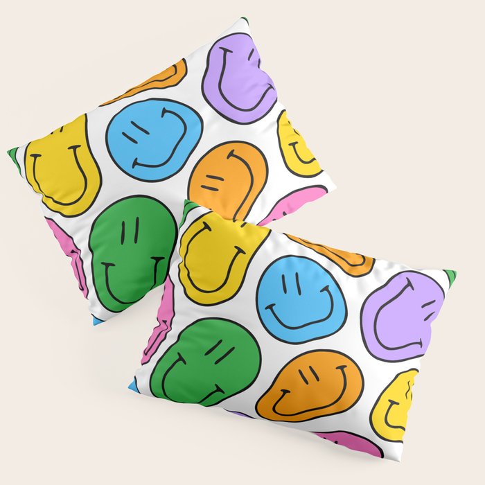 Colorful smiling happy face cartoon pattern Pillow Sham Gallery Image 3